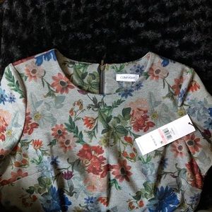 Calvin Klein Gray Floral Print Sheath Dress - 10